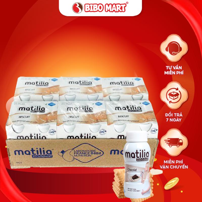 1 THÙNG Sữa bầu Matilia Vị Socola Vali Dâu Biscuit Thơm Ngon Bổ Sung Vitamin Dưỡng Chất Cho Mẹ 6 Lốc 200ml - Bibo Mart
