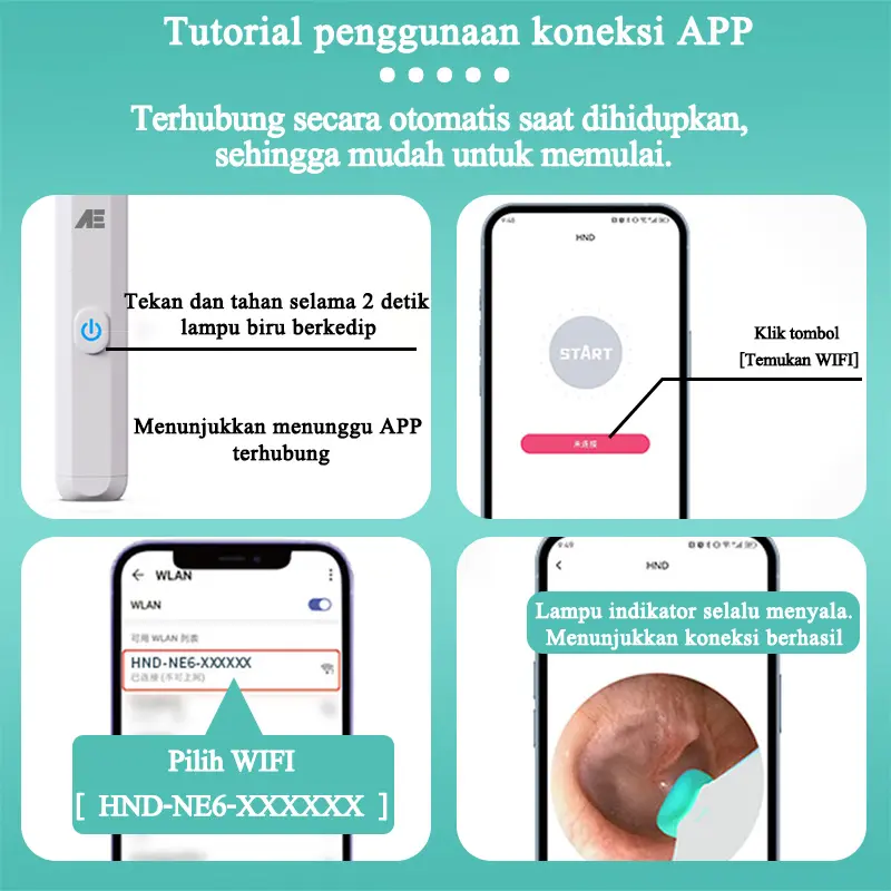 AE HD Korek Kuping Kamera Pembersih Telinga Kamera Korek Pembersih Kuping Bayi WIFI Hubungkan APP Video/Fotografi cotton  bud  telinga 4