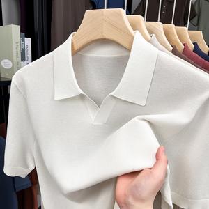 高級メンズニットポロシャツ 鷹の巣襟とハサミ襟のデザイン 柔らかく肌に優しい 弾力性とシワの抵抗力 クールで通気性抜群 ビジネスエリートと白カラーワーカーの必需品