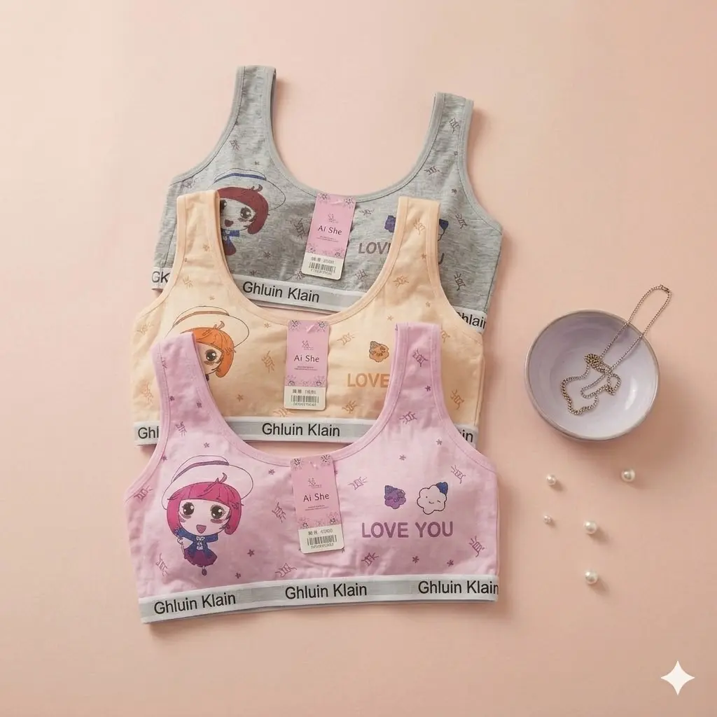 6 PCS | Miniset / Bra BUSA Anak Perempuan TALI BESAR 7 - 15 Tahun AISHA  / Dalaman anak Cewe Usia SD - SMP Karakter LUCU
