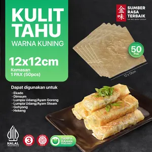 SRT-KULIT TAHU TAWAR KUNING 12X12 | 50PCS HALAL | LENTUR | UNTUK LUMPIA AYAM,HEKENG,GOHYONG