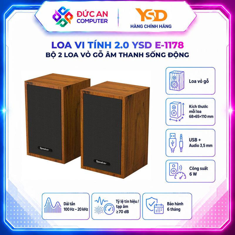 Bộ Loa Vi Tính 2.0 YSD E-1178 (Vỏ Gỗ)