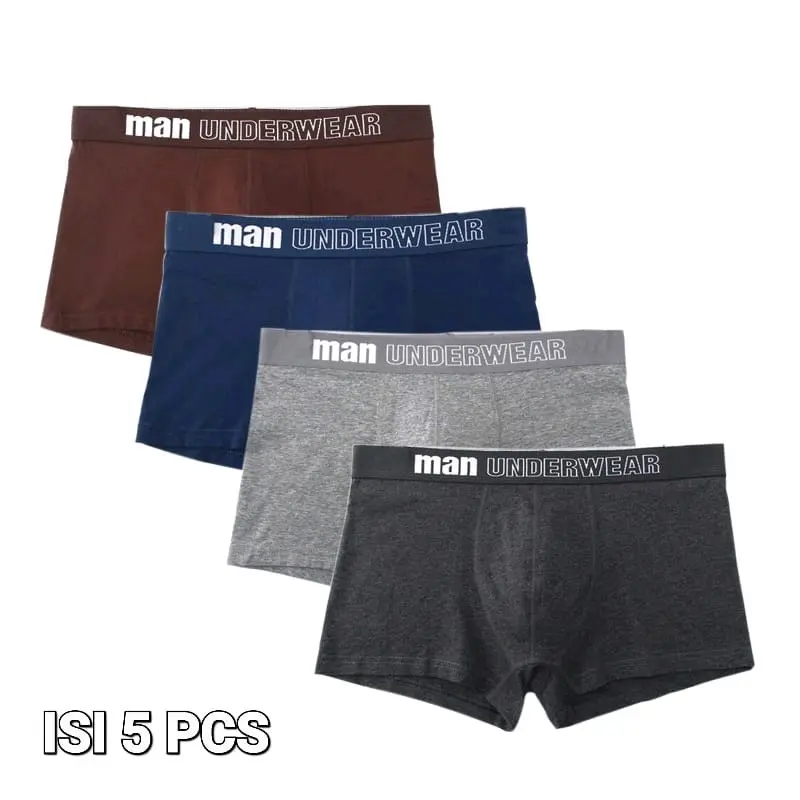 Boxer murah terbaik! 5 pcs nyaman dan stylish dengan bahan katun yang lembut dan desain modern, boxer ini cocok untuk semua aktivitas."