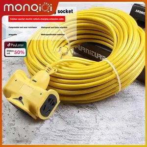 Kumparan listrik 10M/20M/30M dengan soket dan steker, kawat tebal tinggi, tahan api tebal dan antibeku Kabel soket kabel listrik 220V, steker kabel listrik multifungsi