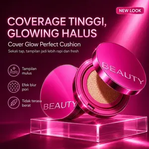 【READY STOCK】 Cover Glow Perfect Pink Cushion | Smooth Poreless Radiance Glow Antioxidation Flawless Long-lasting bedak padat Foundation skin tint bb cream make up tinted refill bedak glowing full tific coverage