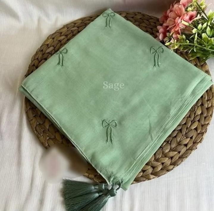 Kerudung Segi Empat Coquette Paris Jadul Tassel Hijab Bordir Pita Kecil 6