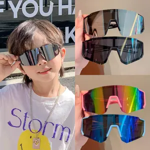 Cycling Sunglasses For Children Kids Riding Sunglasses For Boys Girls Fashion Outdoors Windproof Goggles UV Resistant Shades - Black B