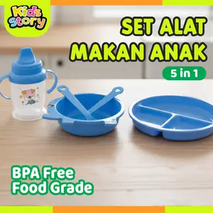 Peralatan Tempat Makan Bayi 5in1 Premium Feeding Set Alat Makan Anak isi 5 Perlengkapan MPASI Makanan Anak Bayi Set Piring Mangkok Botol Sendok Garpu Makan Food Containers Set Hampers Gift Hadiah Ulang Tahun Anak