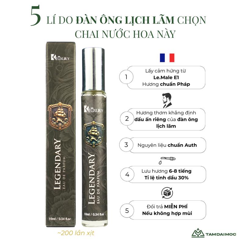 [TĐM] Nước Hoa Nam LEGENDARY edp TAM ĐẠI MỘC 10ml - Hương Thơm Mạnh Mẽ Lịch Lãm
