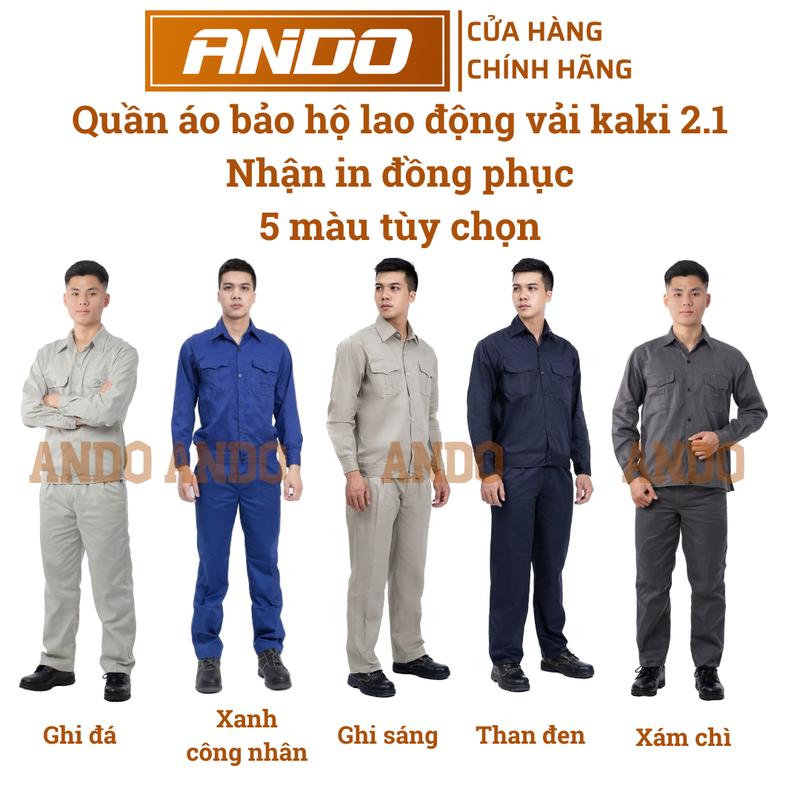NHẬN IN LOGO Quần áo bảo hộ lao động Ando vải kaki 2.1 dày dặn may kỹ 4 màu sắc tùy chọn in đồng phục kỹ sư công nhân công trình Nam Menwear Workwear