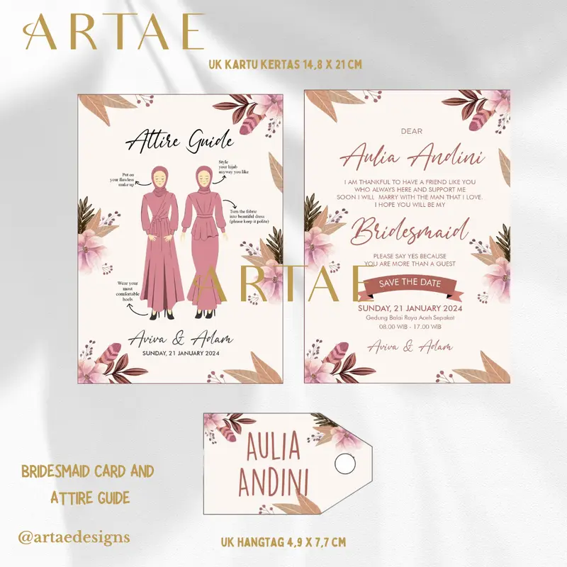 PART 2 Aesthetic Bridesmaid Card/Attire Guide/Hangtag (MINIMAL ORDER 8 PCS) 3