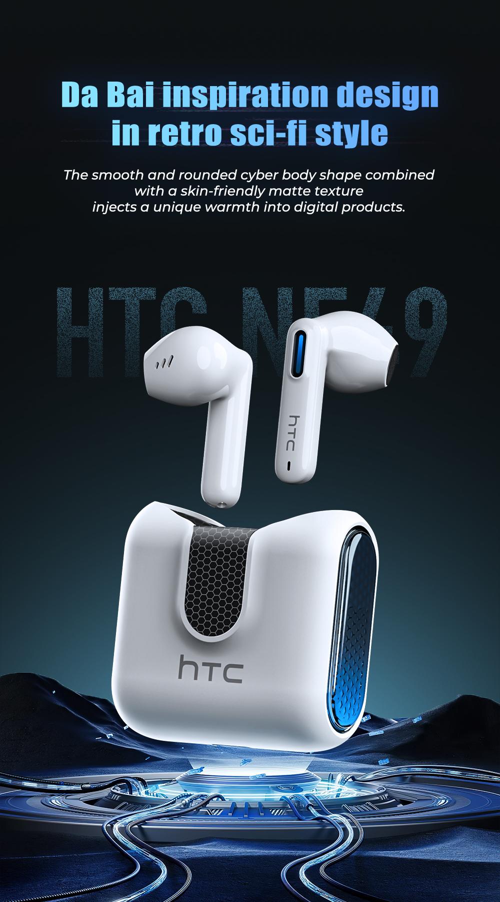 HTC NE49 AI Translation Earbuds Bluetooth 6.0 Gaming Headphones Real Time Translation in 134 Languages 35 Hours Long Battery Life HiFi Sound Quality IPX5 Waterproof Sports Travel Entertainment Music