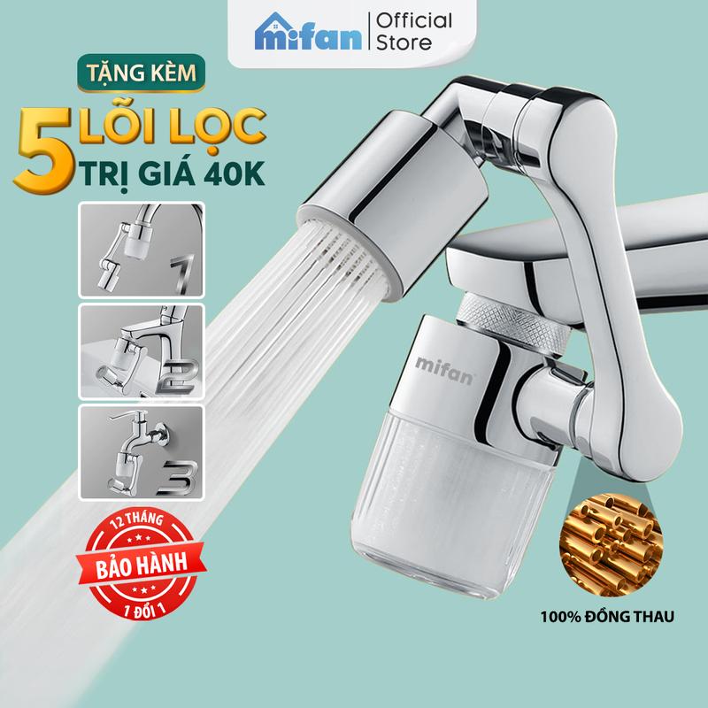 Đầu Lọc Nước Tại Vòi Bồn Rửa Mặt MIFAN - Đồng thau cao cấp Tăng áp mạnh mẽ Tay xoay 3 chiều 1080° 2 chế độ phun Lava