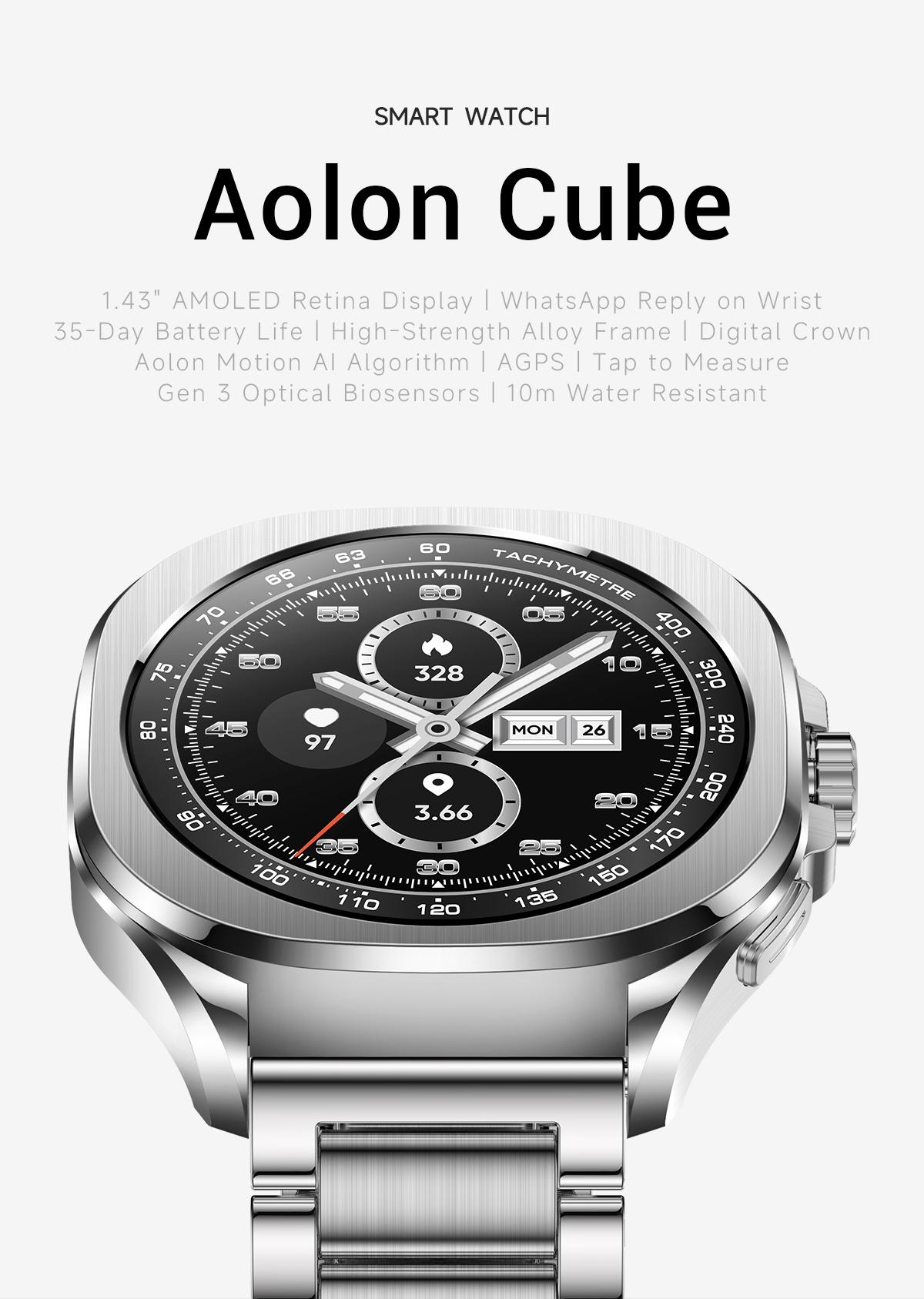 Aolon Cube AGPS Whatsapp Reply Jam Tangan Pintar Pria Layar AMOLED 1ATM Tahan Air 140 Mode Olahraga & Sensor Denyut Jantung Generasi Ketiga Smartwatch Aolon Cube AGPS Whatsapp Reply Jam Tangan Pintar Pria Layar AMOLED 1ATM Tahan Air 140 Mode Olahraga & Sensor Denyut Jantung Generasi Ketiga Smartwatch