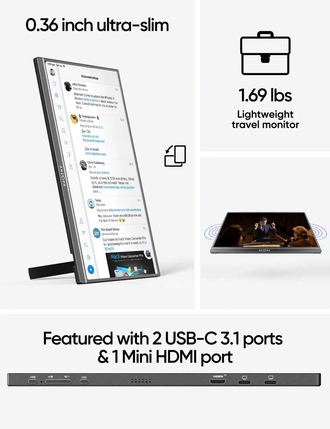 Màn hình Cầm Tay ARZOPA, 16,1 inch, 100% sRGB FHD 1080P, Chân đế, Màn hình máy tính xách tay, Độ tương phản màu cao, Màn hình IPS chăm sóc mắt, Thích hợp cho văn phòng và giải trí cao cấp, Z1C | BigBuy360 - bigbuy360.vn Màn hình Cầm Tay ARZOPA, 16,1 inch, 100% sRGB FHD 1080P, Chân đế, Màn hình máy tính xách tay, Độ tương phản màu cao, Màn hình IPS chăm sóc mắt, Thích hợp cho văn phòng và giải trí cao cấp, Z1C | BigBuy360 - bigbuy360.vn