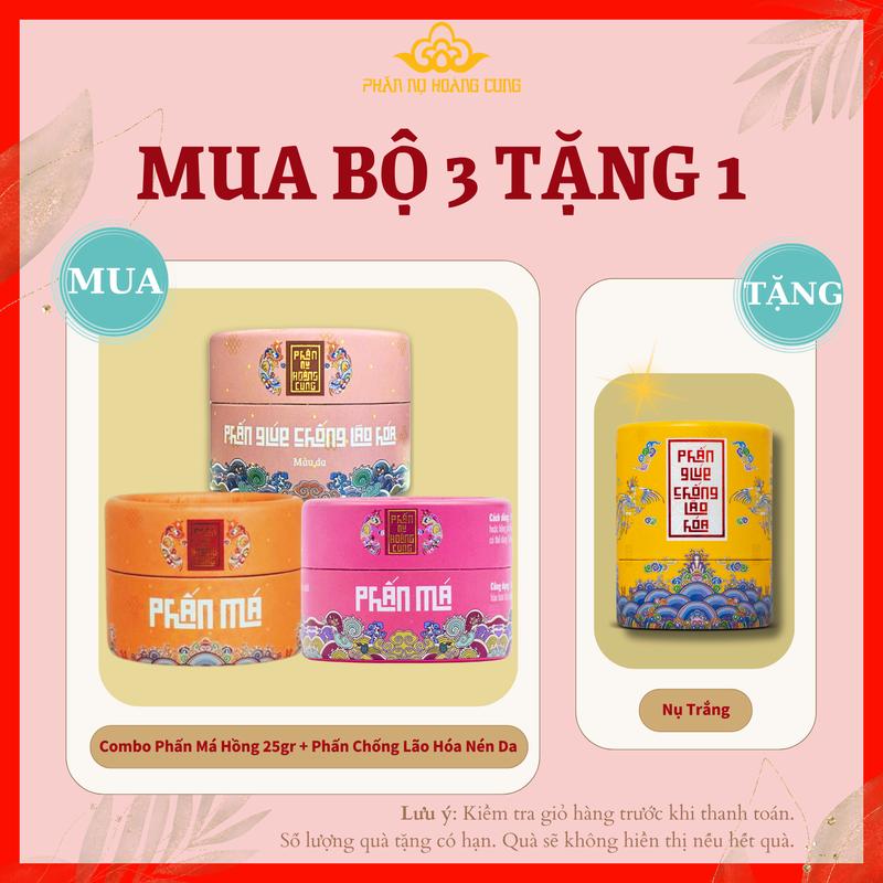 Bộ 3 Phấn Trang Điểm Phấn Nén Da + Phấn Má Mỹ Phẩm Phấn Nụ Hoàng Cung  Phấn Phủ Phấn Má