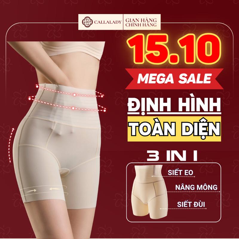 Quần gen nịt bụng cạp cao Callalady chất liệu đúc su thoáng khí NÂNG V3 SIẾT EO dáng đùi mặc trong váy 14