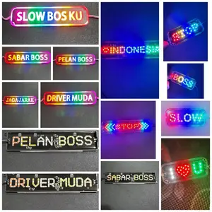 Lampu Indikator 12-24 Volt Nyala Running Logo STOP JAGA JARAK SABAR BOSS PELAN BOSS SLOW BOSS