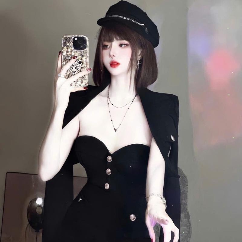 9519 - BỘ JUM NGắN ĐÍNH NÚT KÈM ÁO KHOÁC DƯỚI M6 -Gia Hân House-Freesize Nữ dưới 52kg-eo dưới 70cm - Size L dưới 55kg-eo dưới 75cm - 2 màu- thun cotton mỹ Women