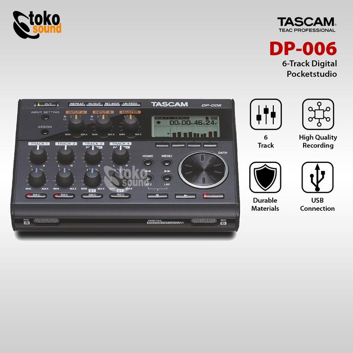 Gambar TASCAM DP-006 (6 TRACK DIGITAL POCKETSTUDIO) dari Tokosound Proaudio Kota Administrasi Jakarta Barat Tokopedia