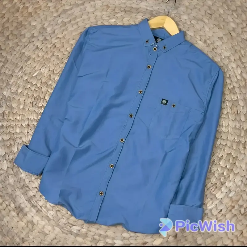 Kemeja Polos Pria kantor Lengan Panjang Slimfit Jumbo Denim Hitam Sage 0