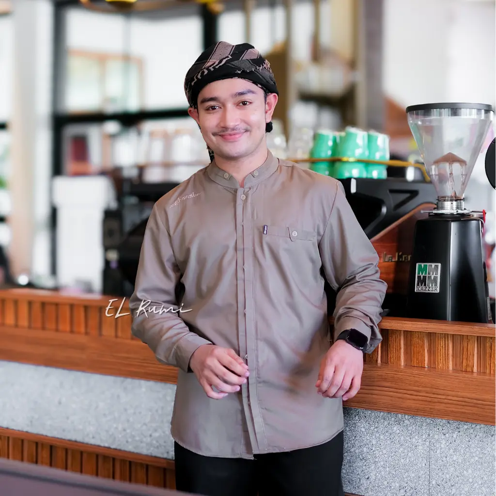 Baju Koko Pria Lengan Panjang ElRumi Motif Antassena Katun Muslim Dewasa Atasan - Kurta