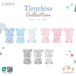 LIBBY Setelan Piyama Baju Kancing Newborn Laki Laki & Perempuan Motif Timeless Collections (1 Stel)
