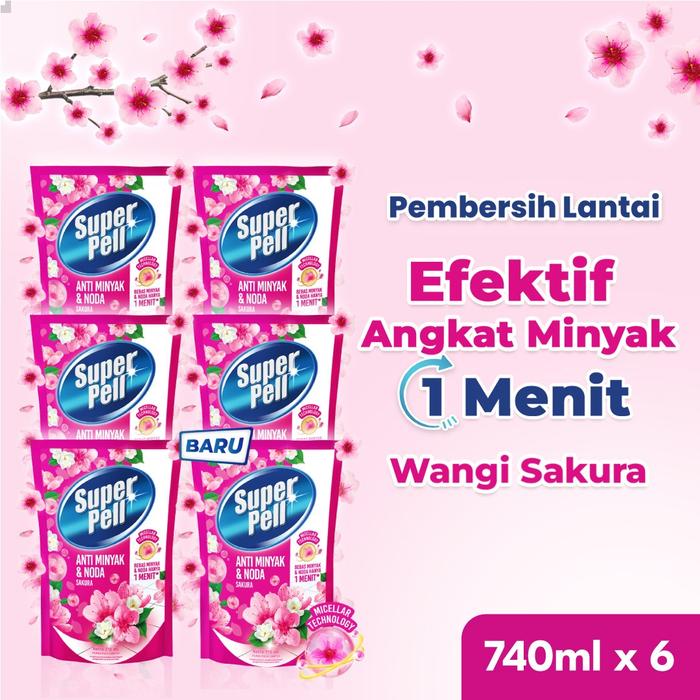 Gambar Super Pell Pembersih Lantai Anti Minyak & Noda dengan Harum Bunga Sakura Isi 6 dari Unilever Official Store Kota Tangerang Tokopedia