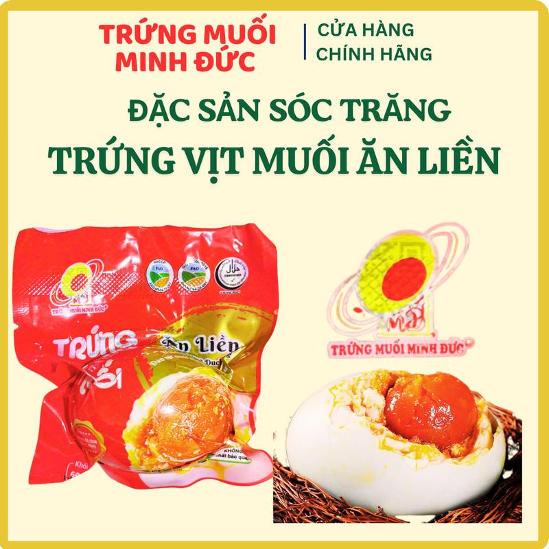 MINH ĐỨC ĐẶC SẢN SÓC TRĂNG TRỨNG VỊT MUỐI ĂN LIỀN TƯƠM DẦU 60g Trứng - HÚT CHÂN KHÔNG KHÔNG CẦN CHẾ BIẾN HSD 6 THÁNG