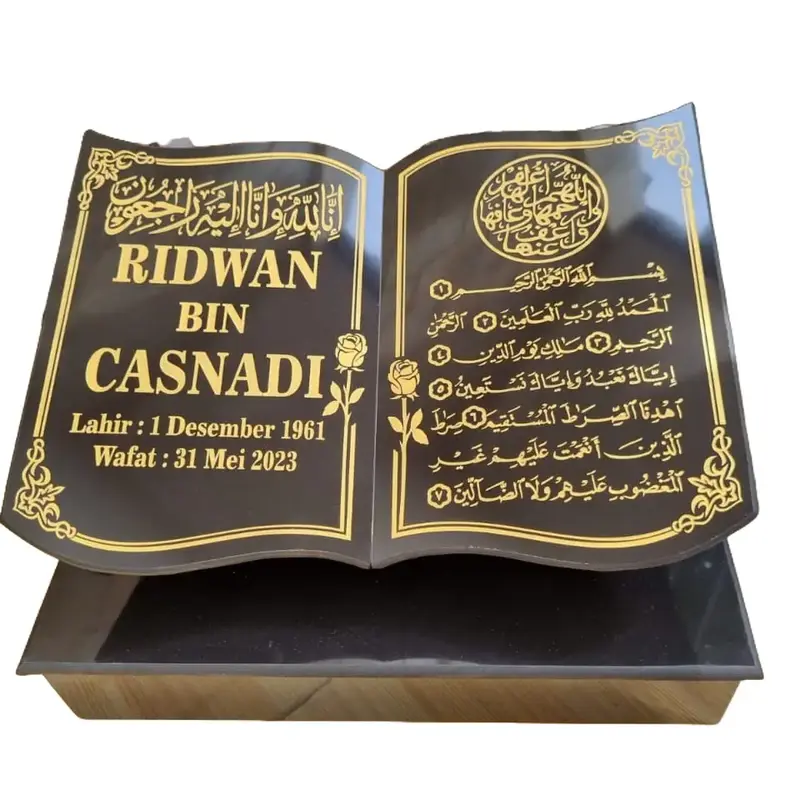 (COD) BATU NISAN TUGU 30x20 GRANIT BERKUALITAS PLUS DUDUKAN FREE PACKING KAYU TERMURAH BAHAN GRANIT TILE Hitam 0