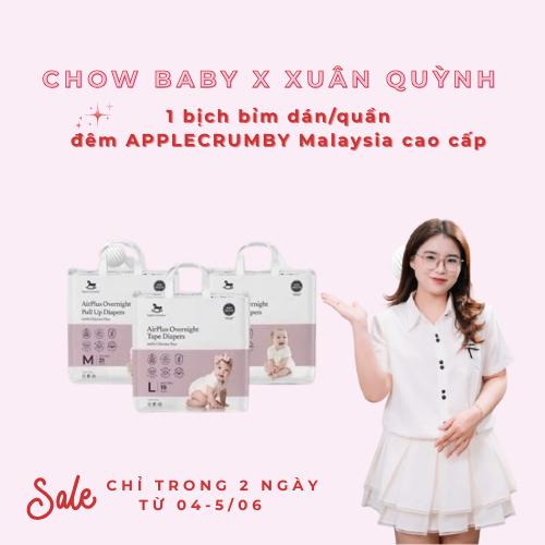[CFV] 1 bịch bỉm đêm Applecrumby AirPlus Overnight thấm hút tốt cho bé đủ size