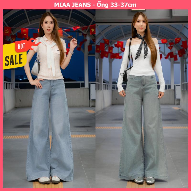 [DEAL HÀNG MỚI] Quần Jean Nữ Lưng Cao MIAA Ống Rộng Loe 33-37cm Tôn Dáng - Dài 95cm và 100cm size từ XS-XL - Quần Jean Nấm Lùn - Mã Ver4