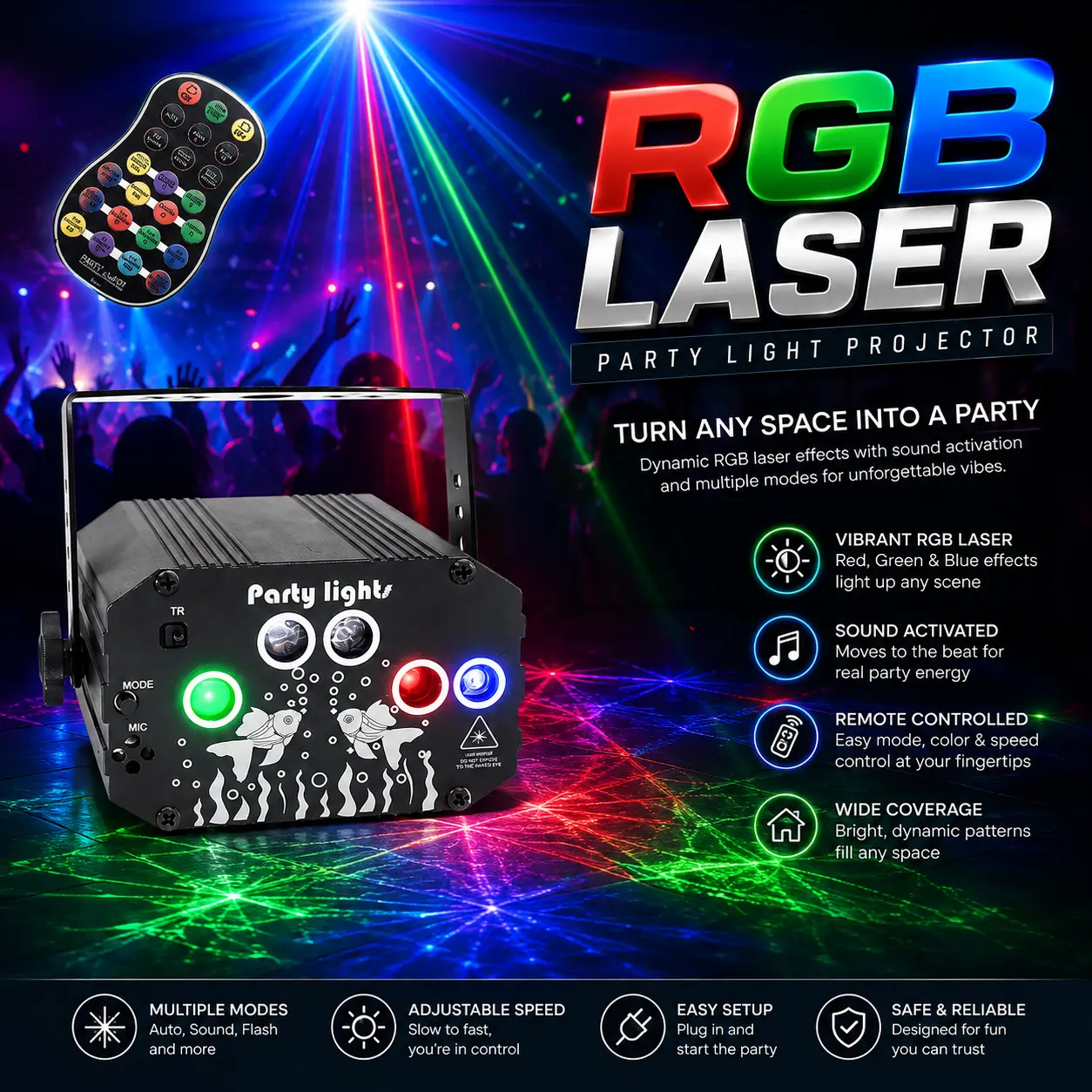 Lampu Laser Projector LED Lampu Sorot Panggung Disco Party Lighing