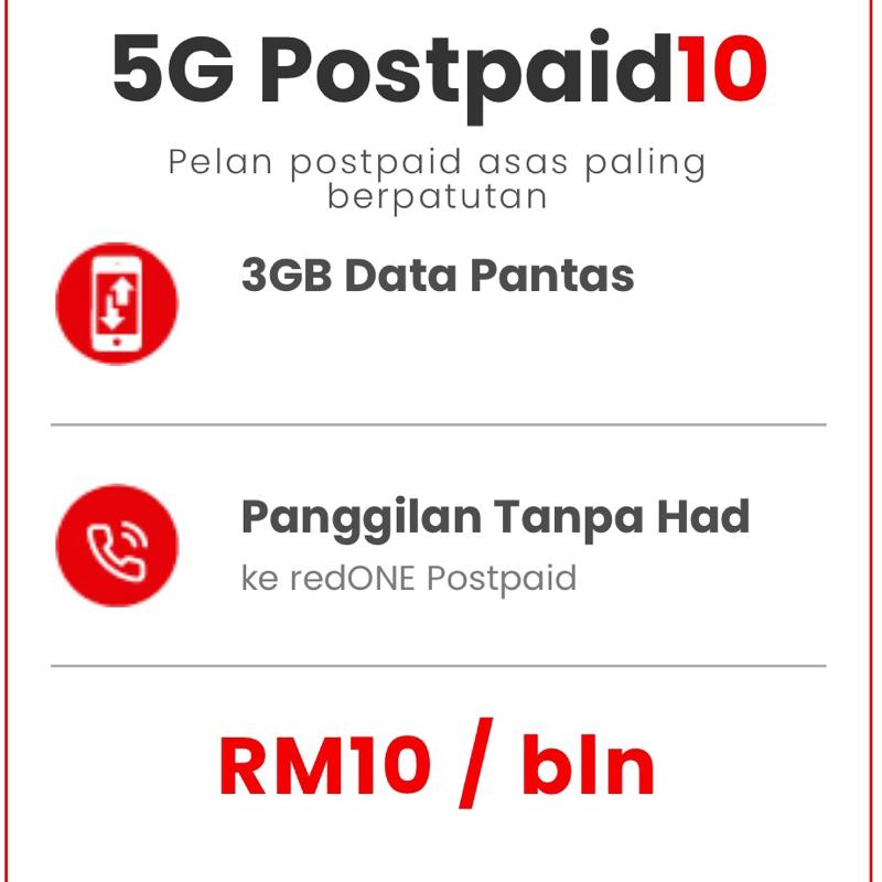 redONE Postpaid Plan 10 Ringgit Panggilan Tanpa Had Sesama RedOne ...