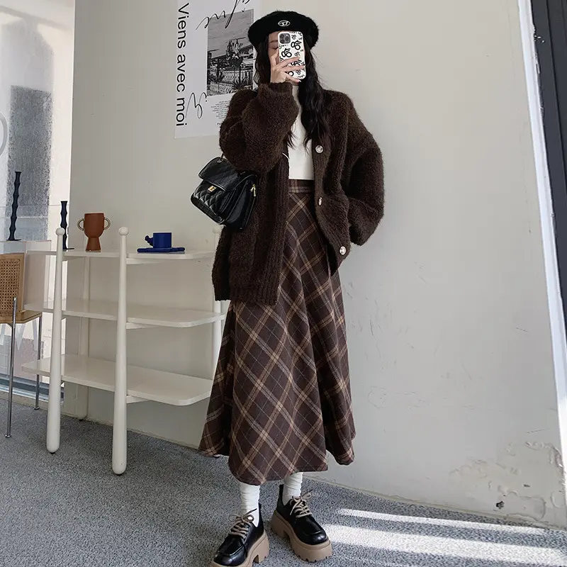 TINO TINO Rok Wanita Highwaist Flare Plaid Skirt Korean Style H1287 Rok Wanita Import Women Skirt Flanel Casual Kain Nyaman 0