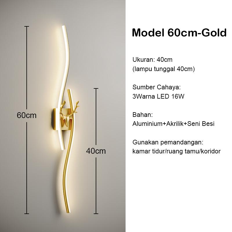 Product Introduction of Lampu Dinding Minimalis Modern Lampu Hias Dinding LED bentuk tanduk Gold Dekorasi 3 warna wall lamp mewah gaya untuk Dalam Ruangan / Ruang Tamu /Kamar Tidur 23