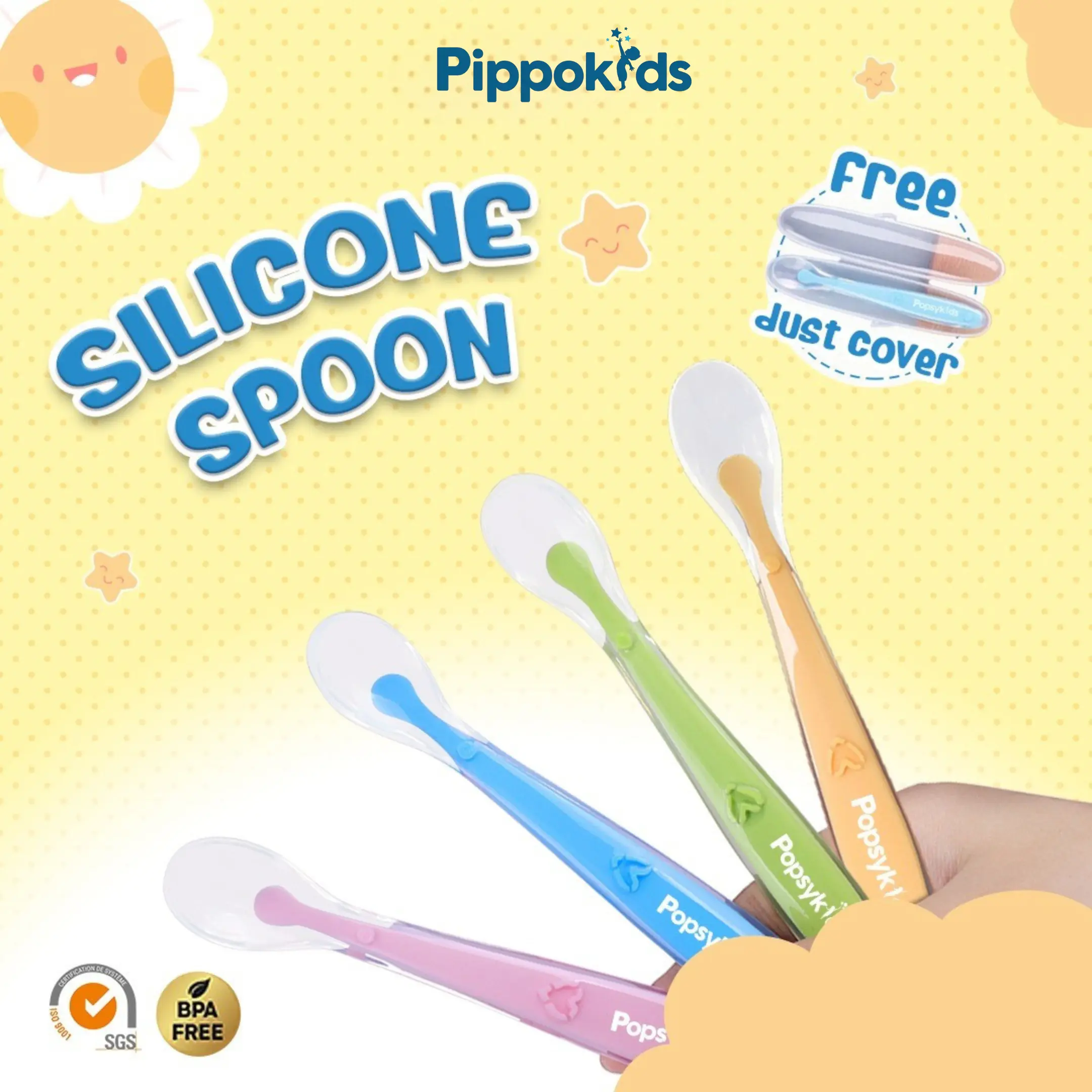 Pippokids Silicone Spoon - Sendok Bayi Silikon Lentur BPA Free & Food Grade