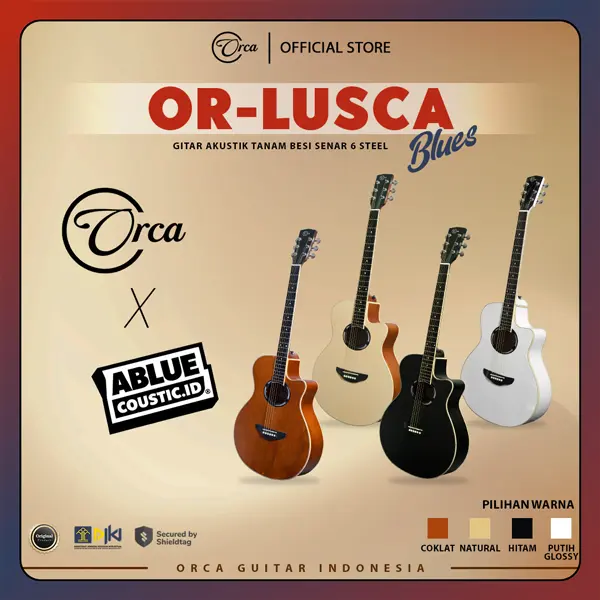 ORCA Gitar Akustik Tanam Besi ( OR - LUSCA Blues ) Senar 6 Steel