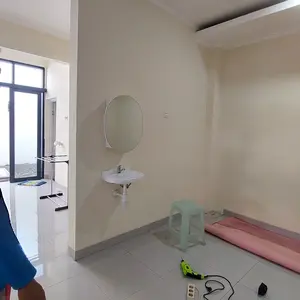Cubic Cermin Bulat Kamar Mandi Minimalis / Rak Kaca Wastafel - GENIO VT 50
