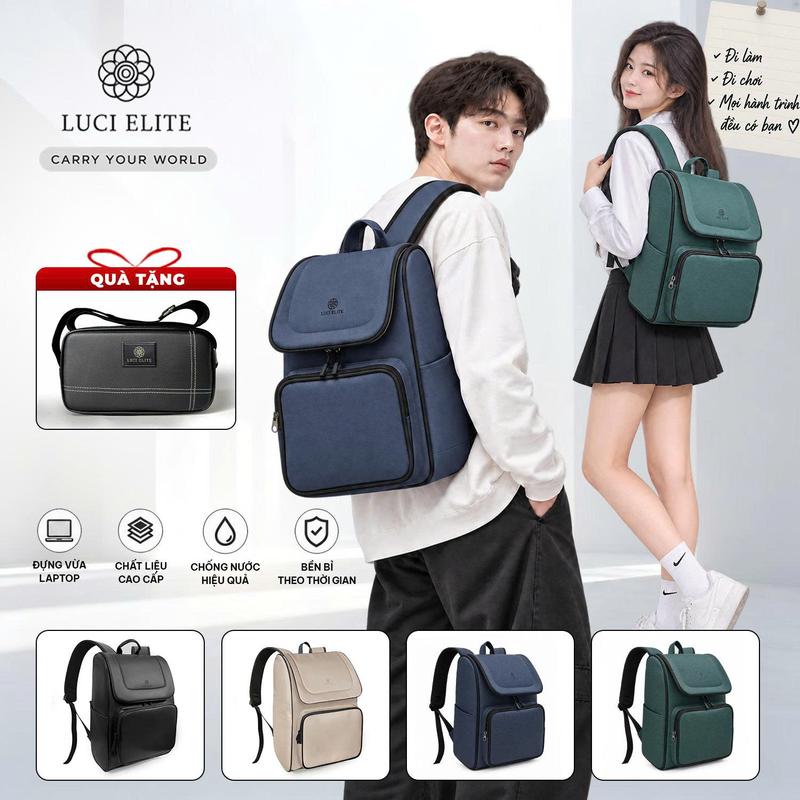 M17 Balo LUCI ELITE Đi Học, Đi Làm Nam Nữ Đựng LapTop Thời Trang Vải Da, Chống Nước Cao Cấp