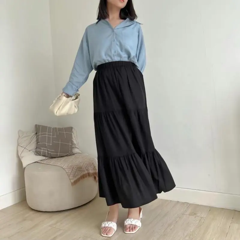 JZEM - Rok pantai elegan gaya casual korean style - rok kerja - rok rayon tebal tidak nerawang - rok ootd style - rok wanita termurah muat bb 70 kg - rok  kekinian Maxi Nyaman Panjang Rok tutu cantik 4