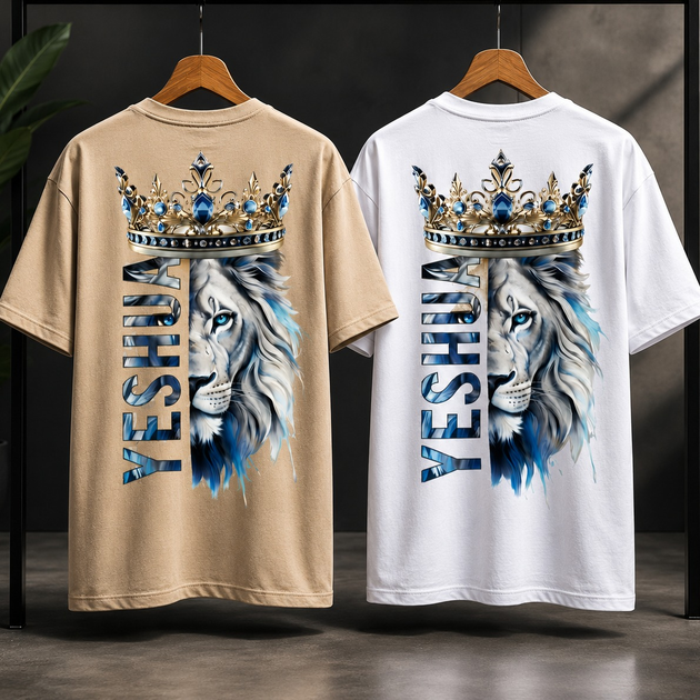 Kit 2 Camisetas Evangélica Cristã Oversized Yeshua Leão 100% Algodão Premium 30.1 Masculina Confortável e Atemporal Envio imediato