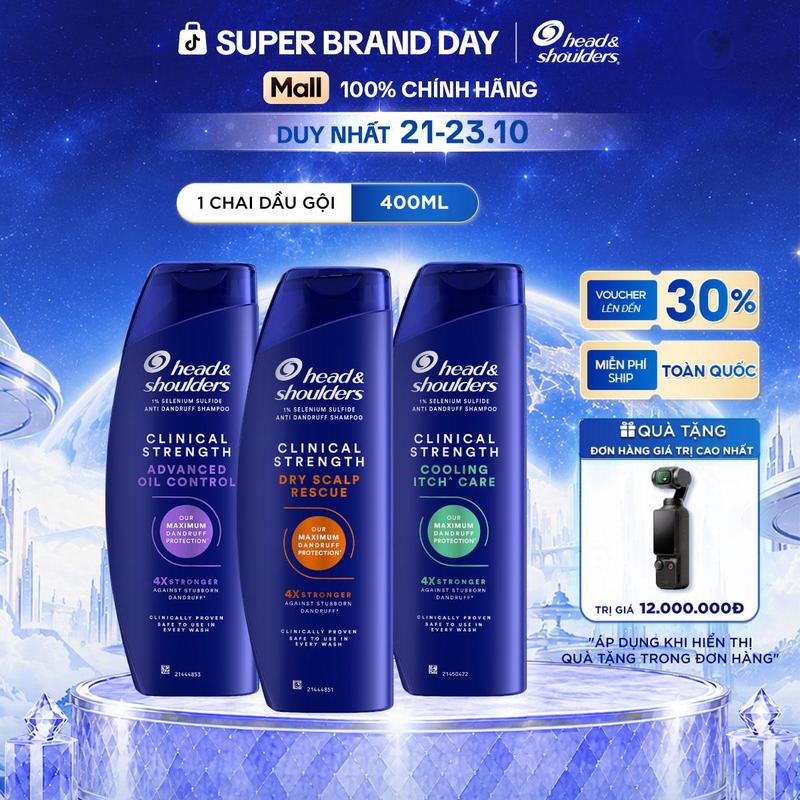 Dầu Gội HEAD & SHOULDERS Clinical Strength 4X Sức Mạnh Dành Cho Da Đầu Có Gàu Dai Dẳng/ Khô/ Ngứa/ Dầu Nhờn 400ML