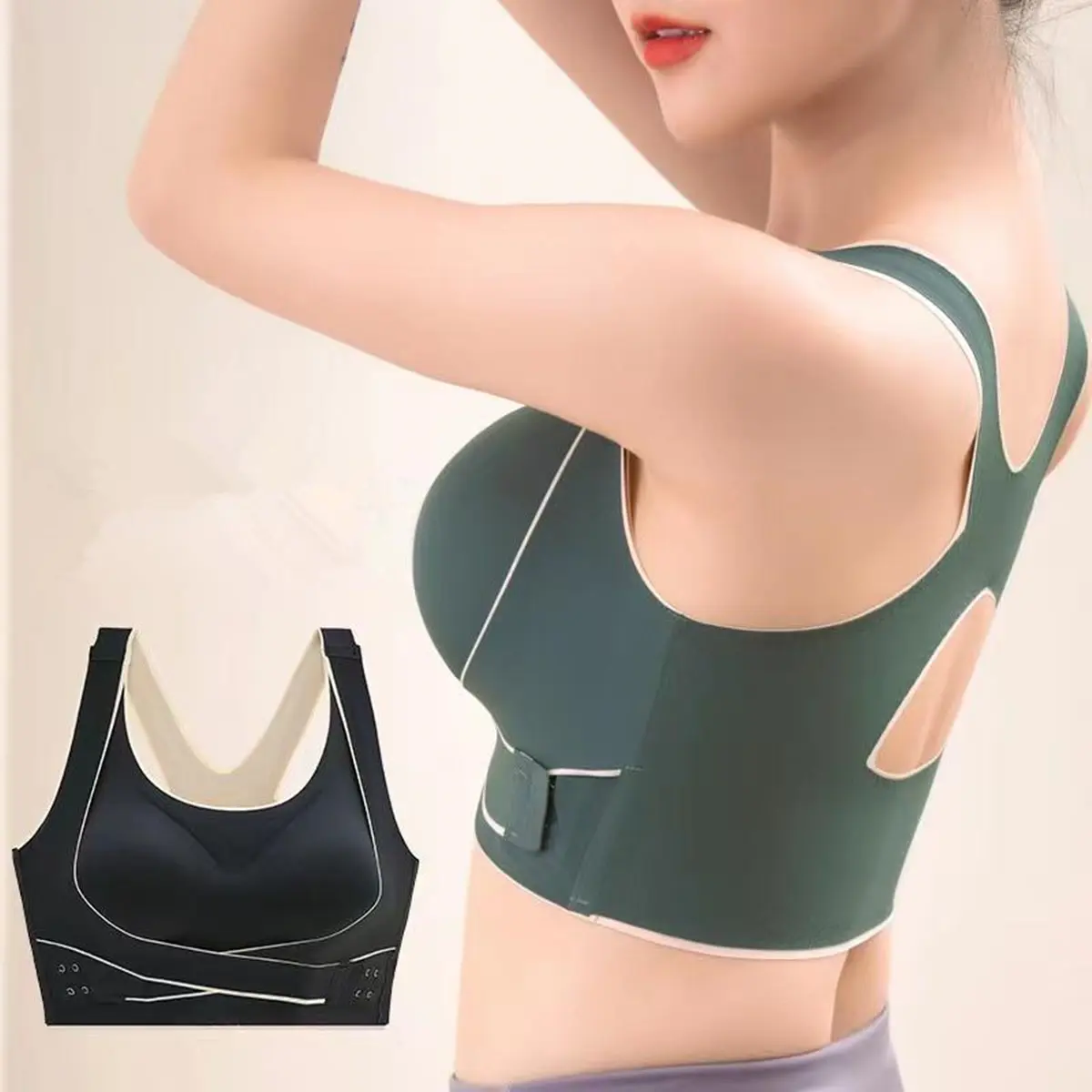 Seluar Dalam Wanita Sukan,  Kalis Kejutan, Perhimpunan, Anti-Kendur, Punggung Cantik, Sesuai untuk Kecergasan dan Yoga, Tanpa Cincin Keluli, Bra Wanita Outdoor Pantai Sport