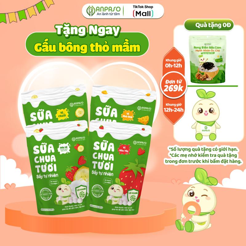 Sữa Chua Sấy Thăng Hoa Ít Đường Anpaso - Đồ Ăn Sấy Khô Snack Ăn Vặt
