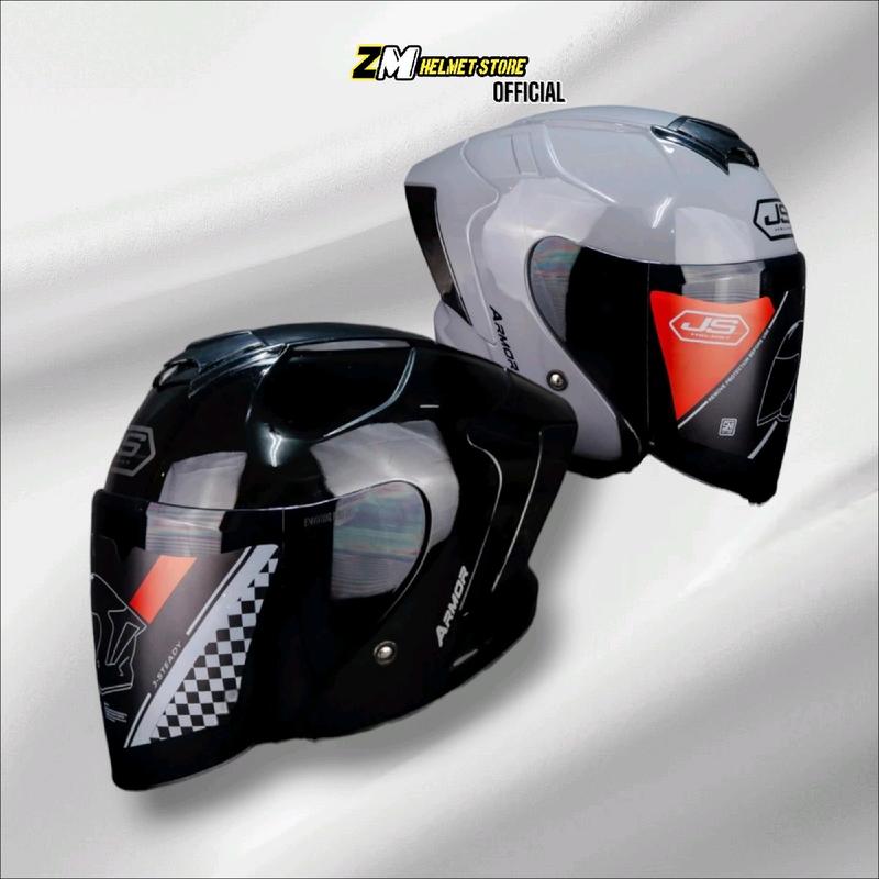 Helm JS ARMOR SOLID Half Face kekinian SNI Motorcycle Sepeda Visor 0