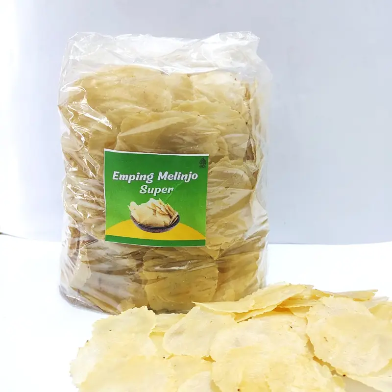 Emping Melinjo tipis 1 kg Kering Pasar siap goreng - live Keripik Renyah Organik - Snack 0
