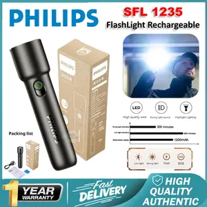 Philips SFL1235 Senter Led Flashlight Led Senter Police Super Terang Tahan Air