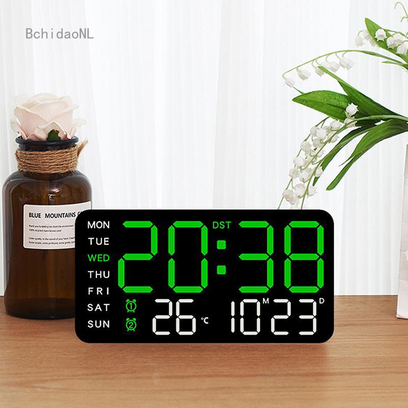 Đồng hồ điện tử không viền đa chức năng, có thể treo hoặc đặt đứng, màn hình hiển thị số kỹ thuật đơn giản, đồng hồ treo tường phòng khách