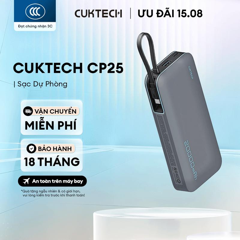 Sạc Dự Phòng CUKTECH CP25 Kèm Cáp | Sạc Nhanh 55W Max | Dung Lượng 20.000mAh | Bảo Hành 18 Tháng PB200N